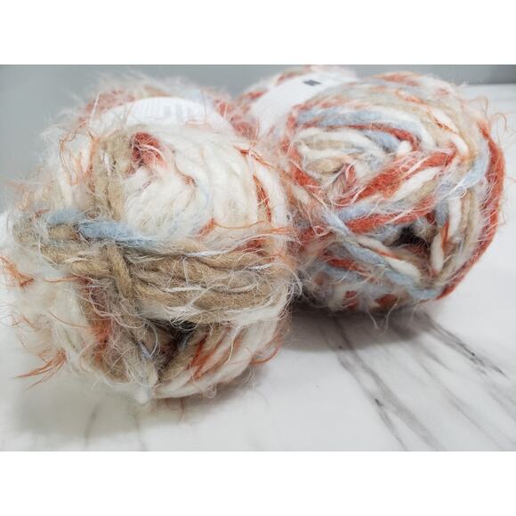 Lot 2 Buttercream Luxe Craft ANGEL HAIR Yarn Blue Rust Butter Cream - Picture 4 of 6